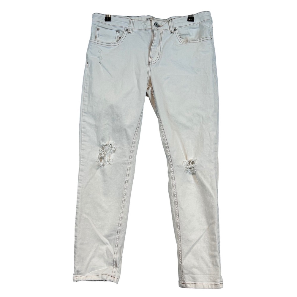 Pull & Bear White Distressed Slim Leg Denim Jeans Size‎ EUR 40 Distressed Summer